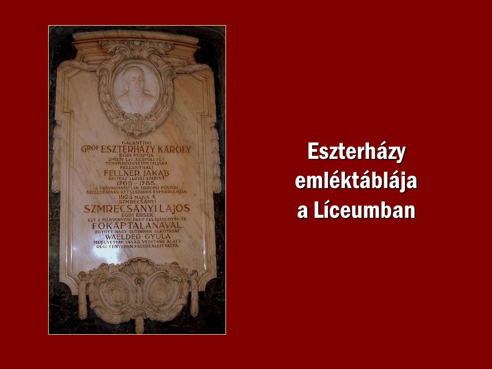Eszterházy emléktáblája a Líceumban