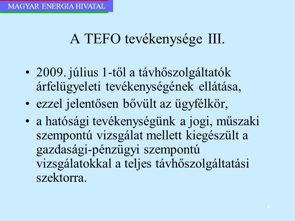 A TEFO tevékenysége III.