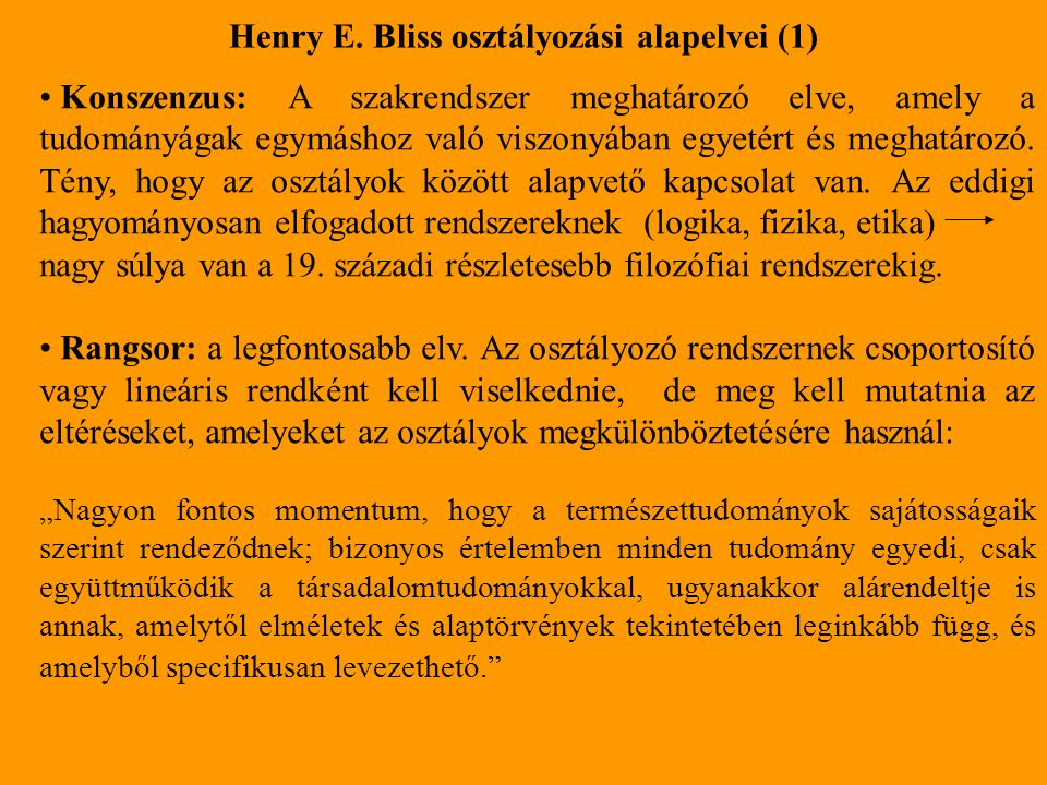 Henry E. Bliss osztályozási alapelvei (1)