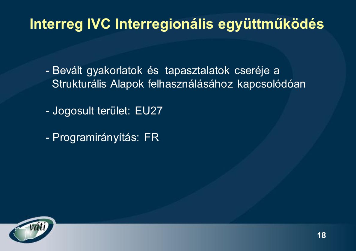 Interreg IVC Interregionális együttműködés