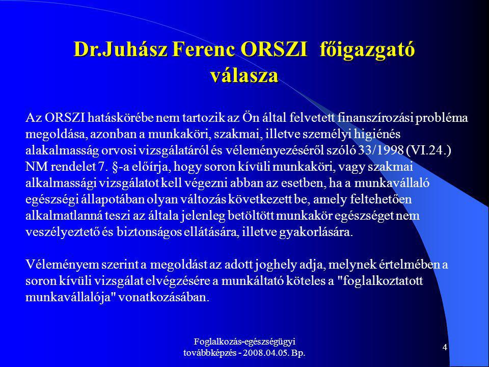 Dr.Juhász Ferenc ORSZI főigazgató válasza