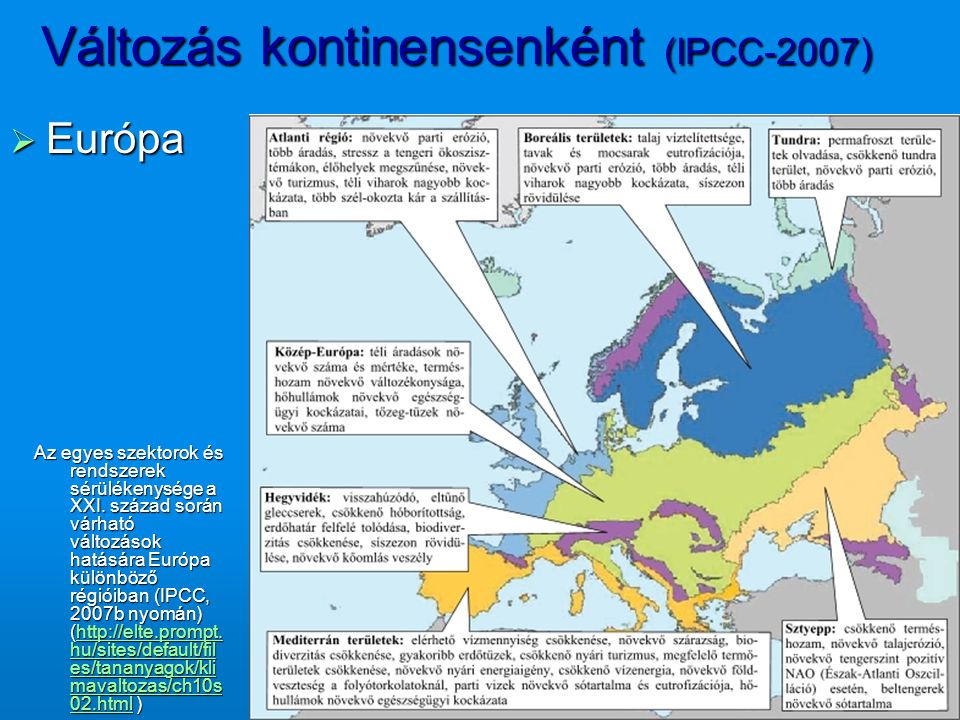 Változás kontinensenként (IPCC-2007)