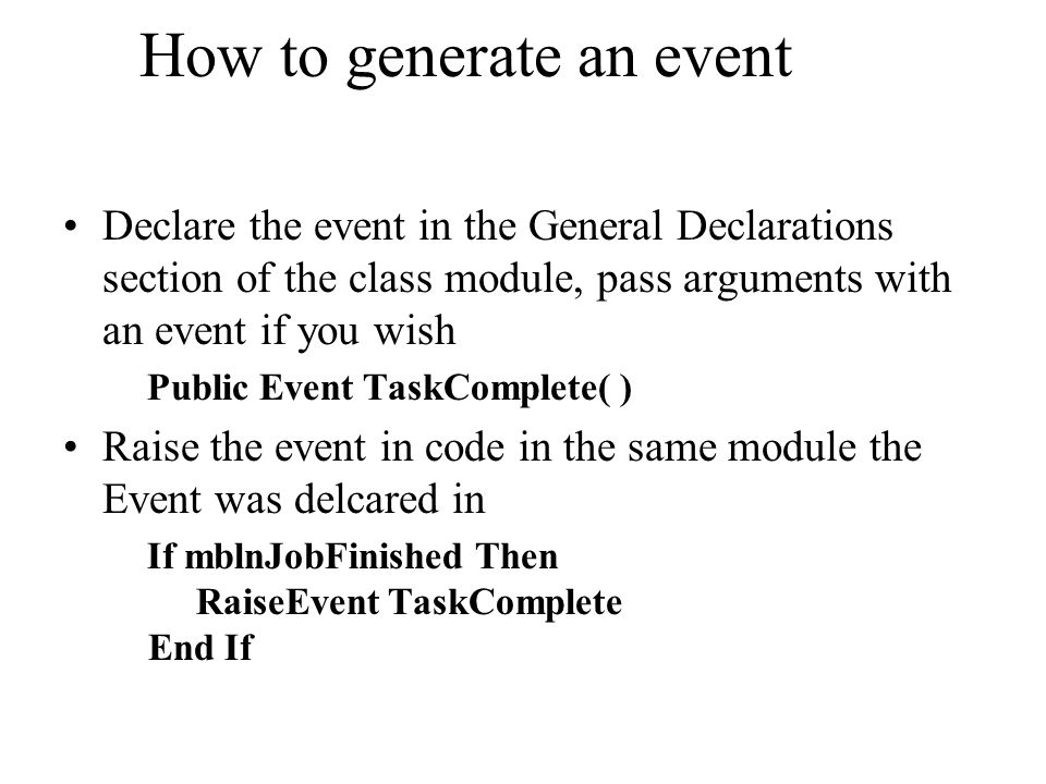 How to generate an event