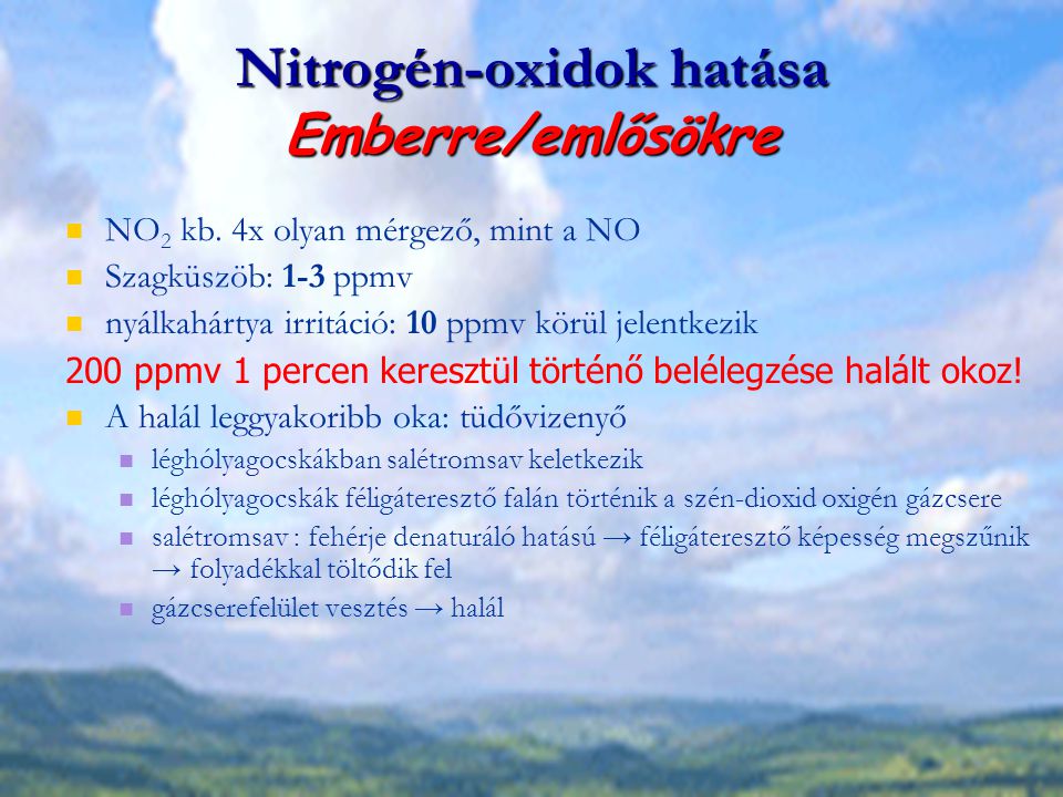 Nitrogén-oxidok hatása Emberre/emlősökre