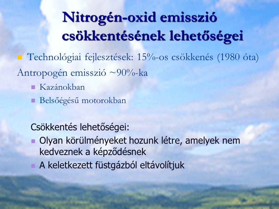 Nitrogén-oxid emisszió csökkentésének lehetőségei