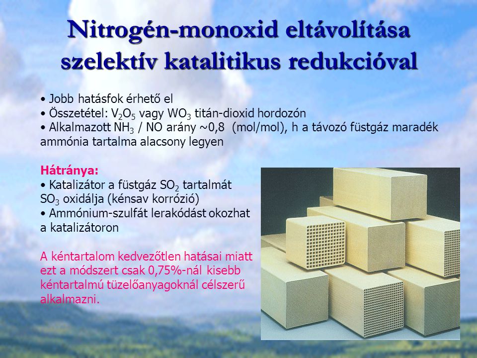 Nitrogén-monoxid eltávolítása szelektív katalitikus redukcióval