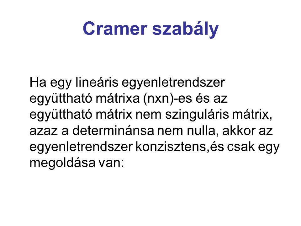 Cramer szabály