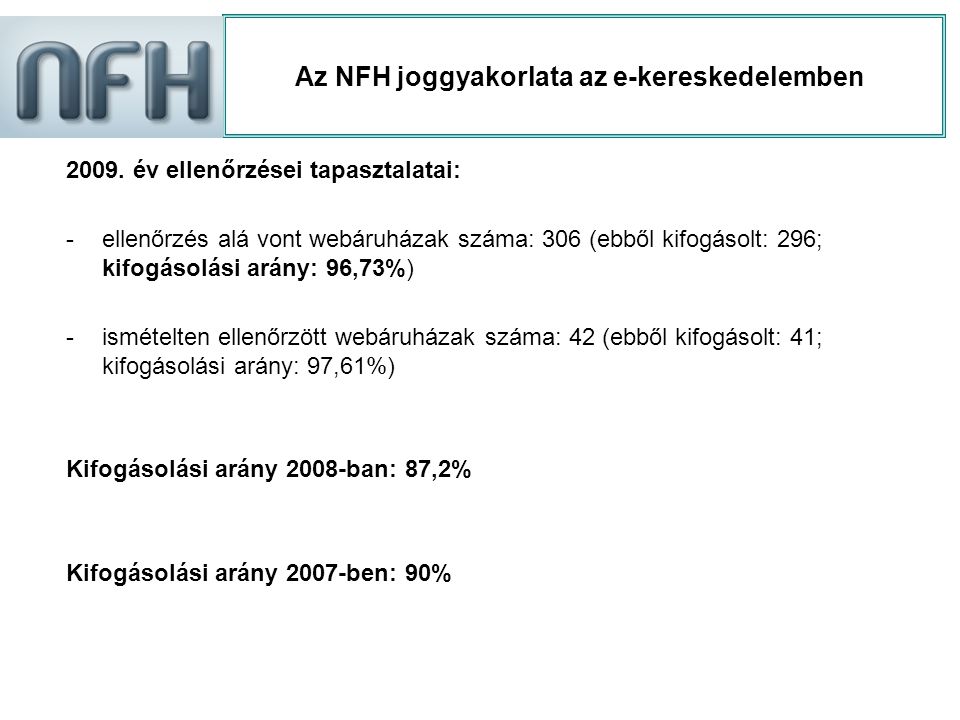Az NFH joggyakorlata az e-kereskedelemben