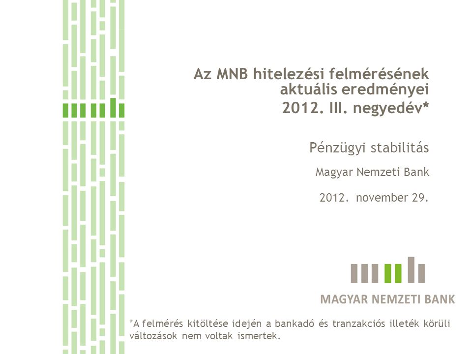 Az MNB hitelezési felmérésének aktuális eredményei