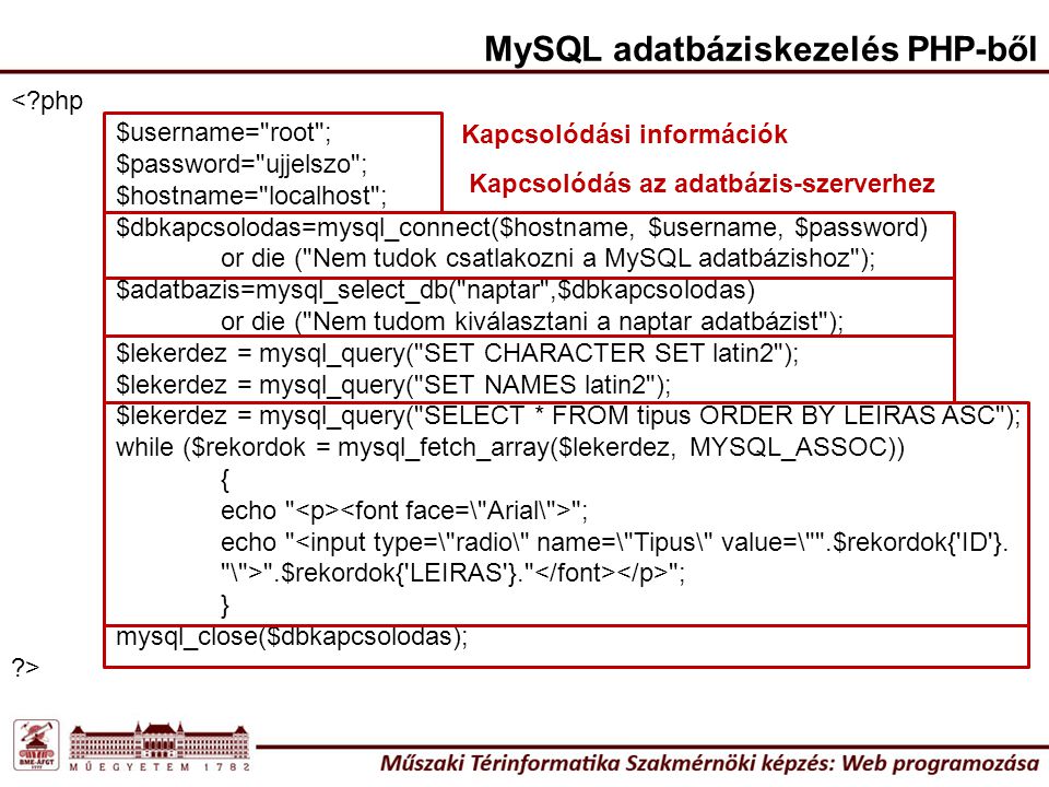MySQL adatbáziskezelés PHP-ből