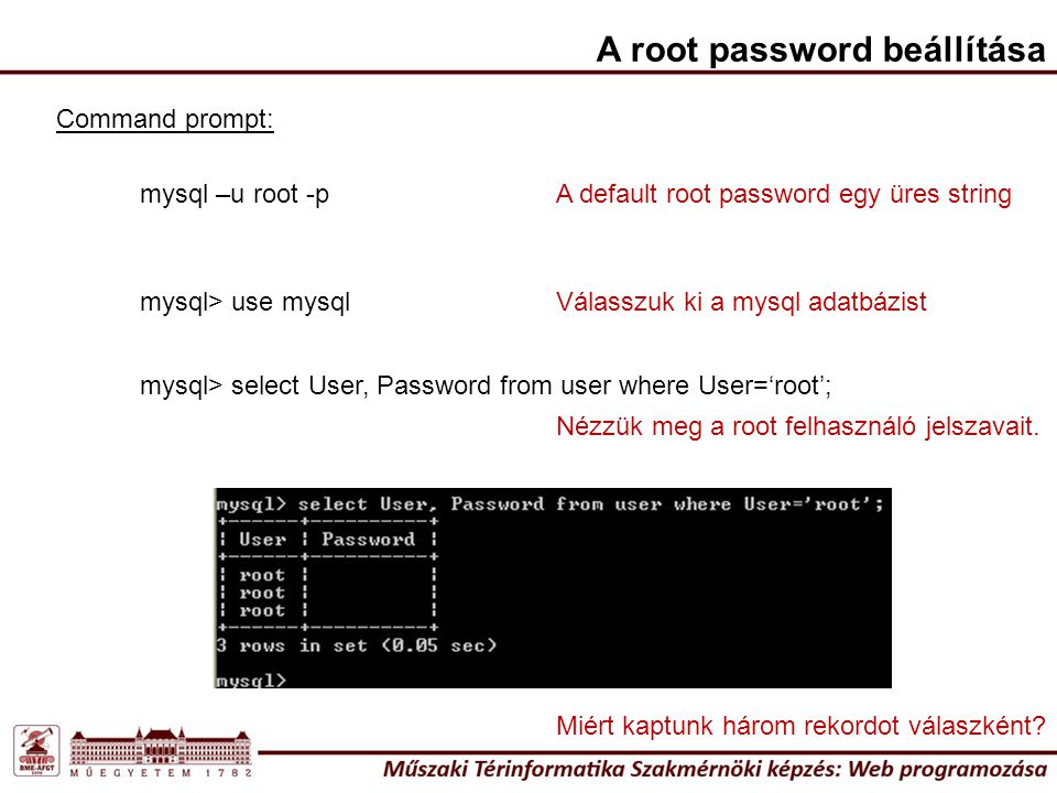 A root password beállítása