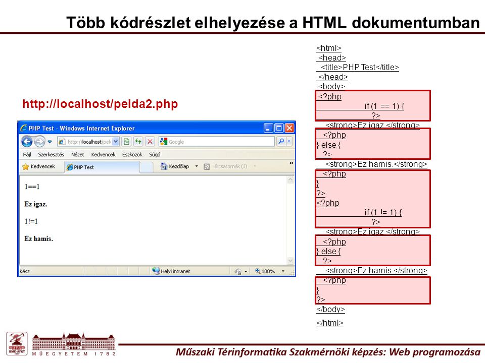 Több kódrészlet elhelyezése a HTML dokumentumban