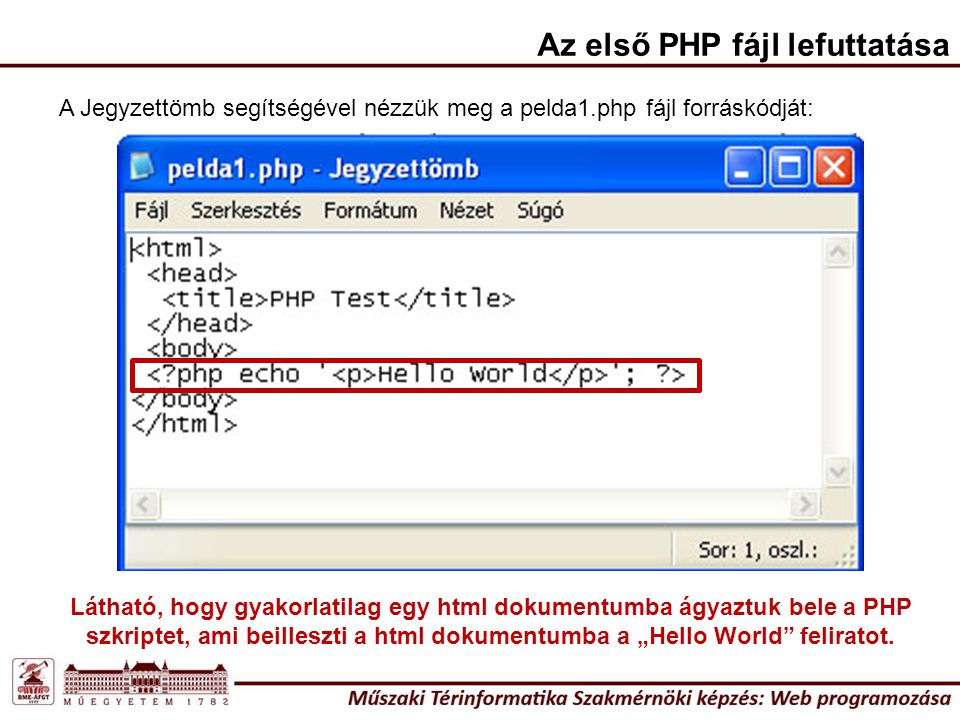 Az első PHP fájl lefuttatása