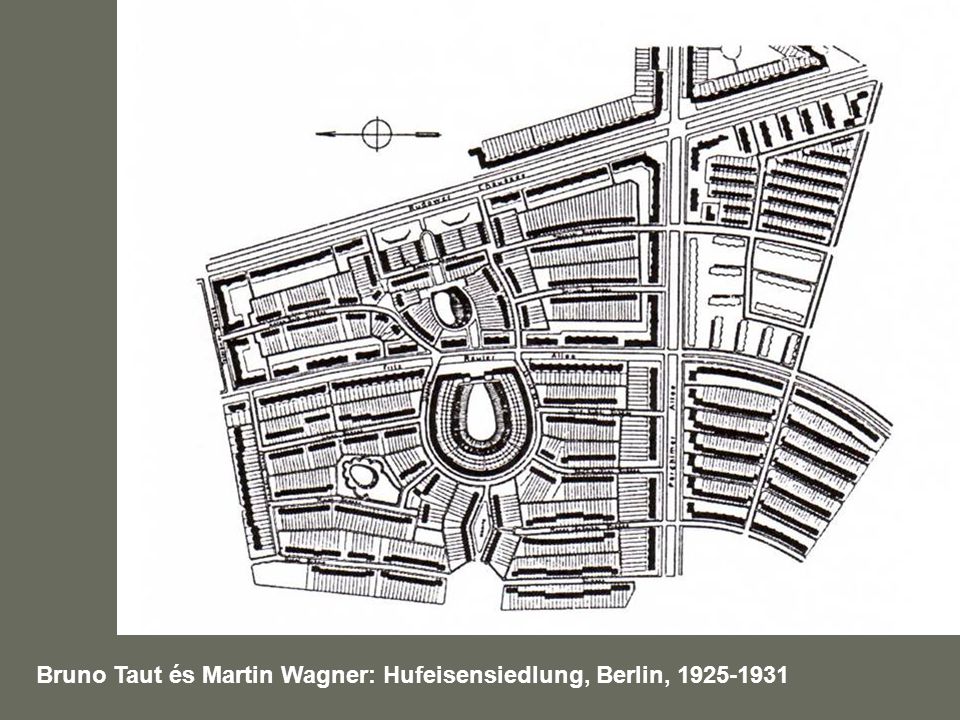Bruno Taut és Martin Wagner: Hufeisensiedlung, Berlin,