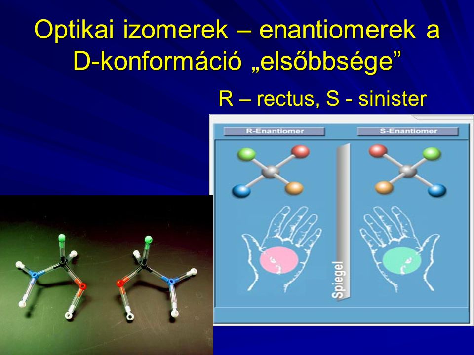 Optikai izomerek – enantiomerek a D-konformáció „elsőbbsége