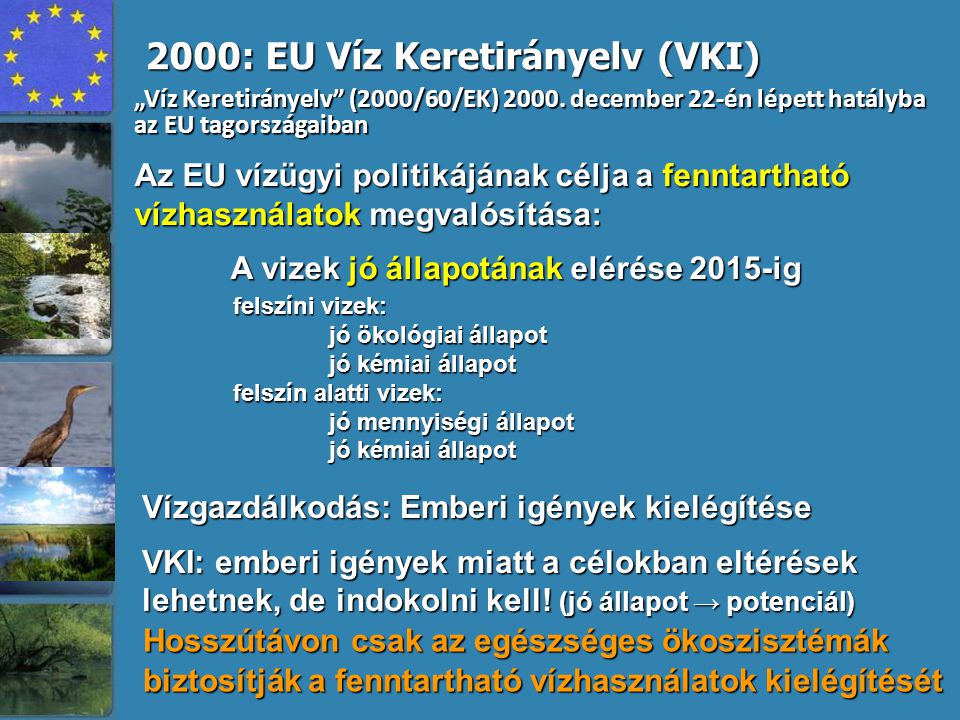 2000: EU Víz Keretirányelv (VKI)