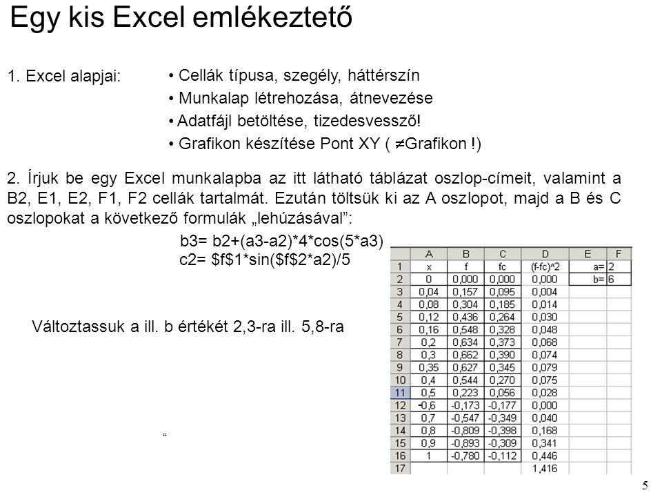 Egy kis Excel emlékeztető