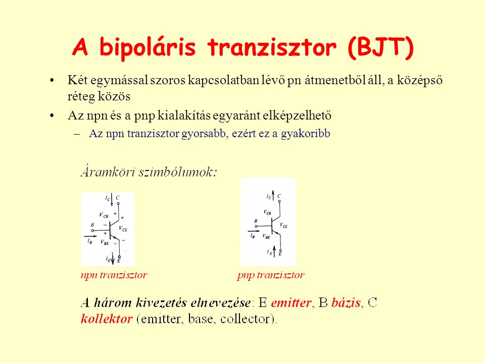 A bipoláris tranzisztor (BJT)
