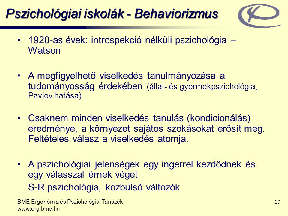 Pszichológiai iskolák - Behaviorizmus