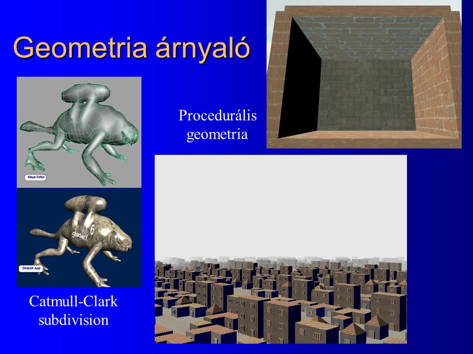 Geometria árnyaló Procedurális geometria Catmull-Clark subdivision