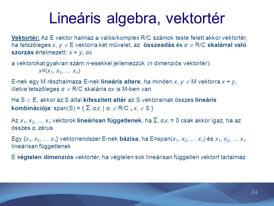 Lineáris algebra, vektortér