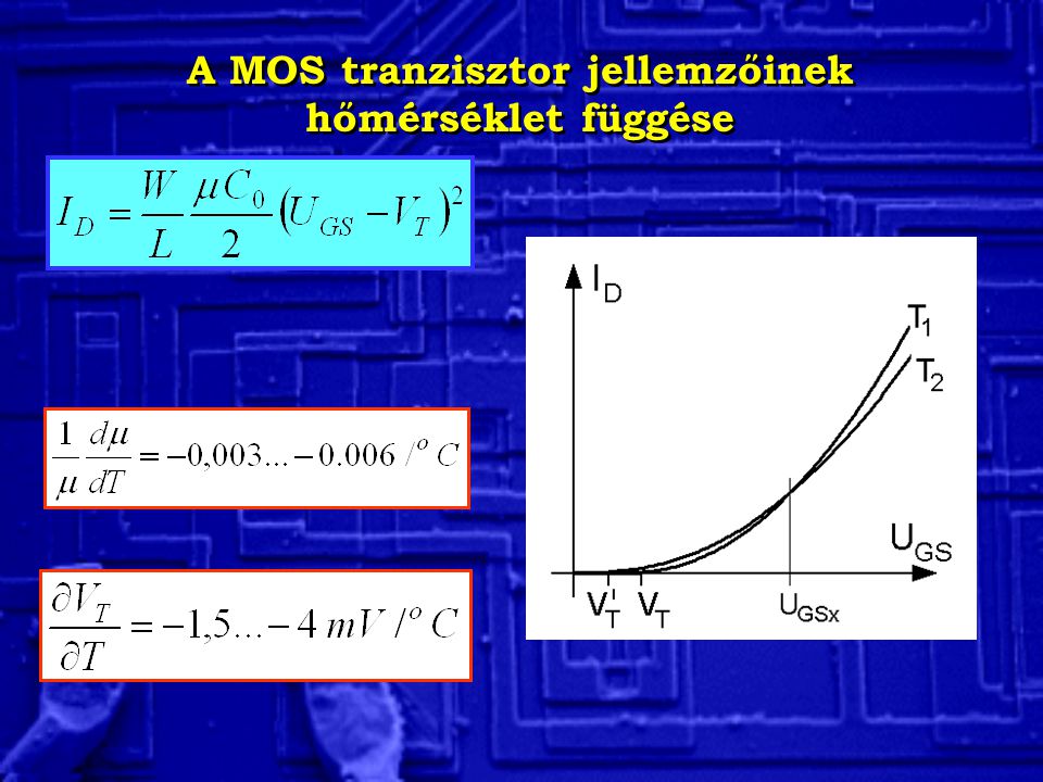 A MOS tranzisztor jellemzőinek hőmérséklet függése