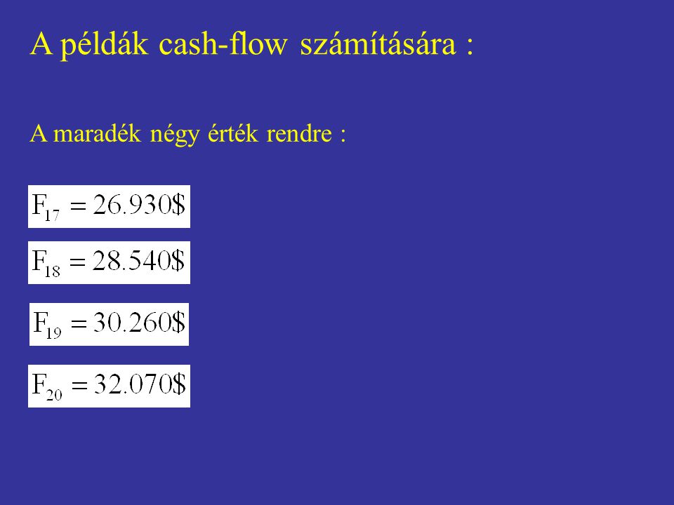 A példák cash-flow számítására :