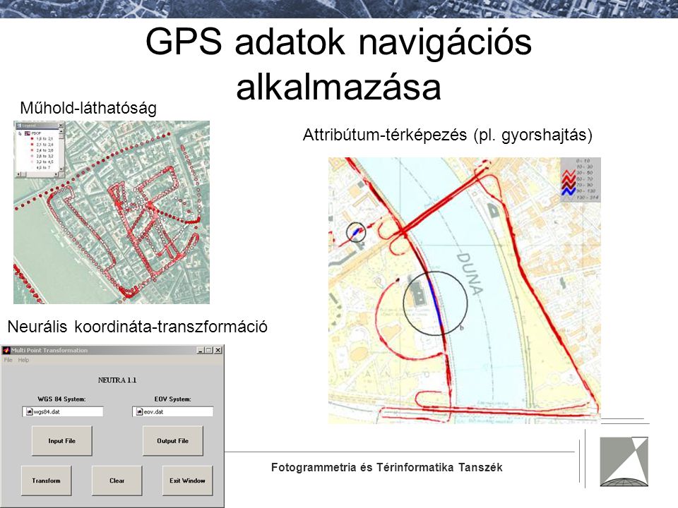 GPS adatok navigációs alkalmazása