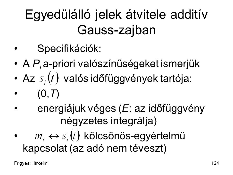 Egyedülálló jelek átvitele additív Gauss-zajban