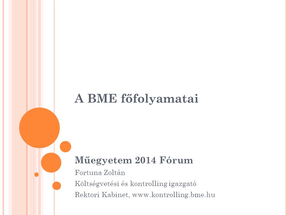 A BME főfolyamatai Műegyetem 2014 Fórum Fortuna Zoltán