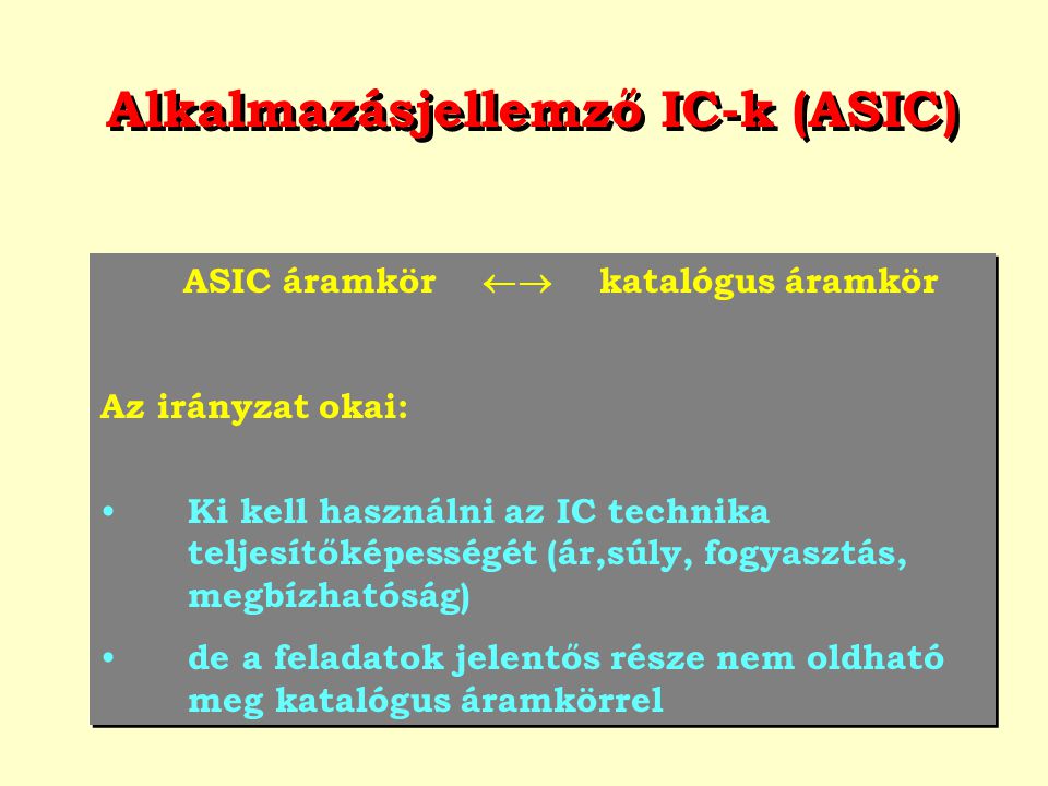 Alkalmazásjellemző IC-k (ASIC)