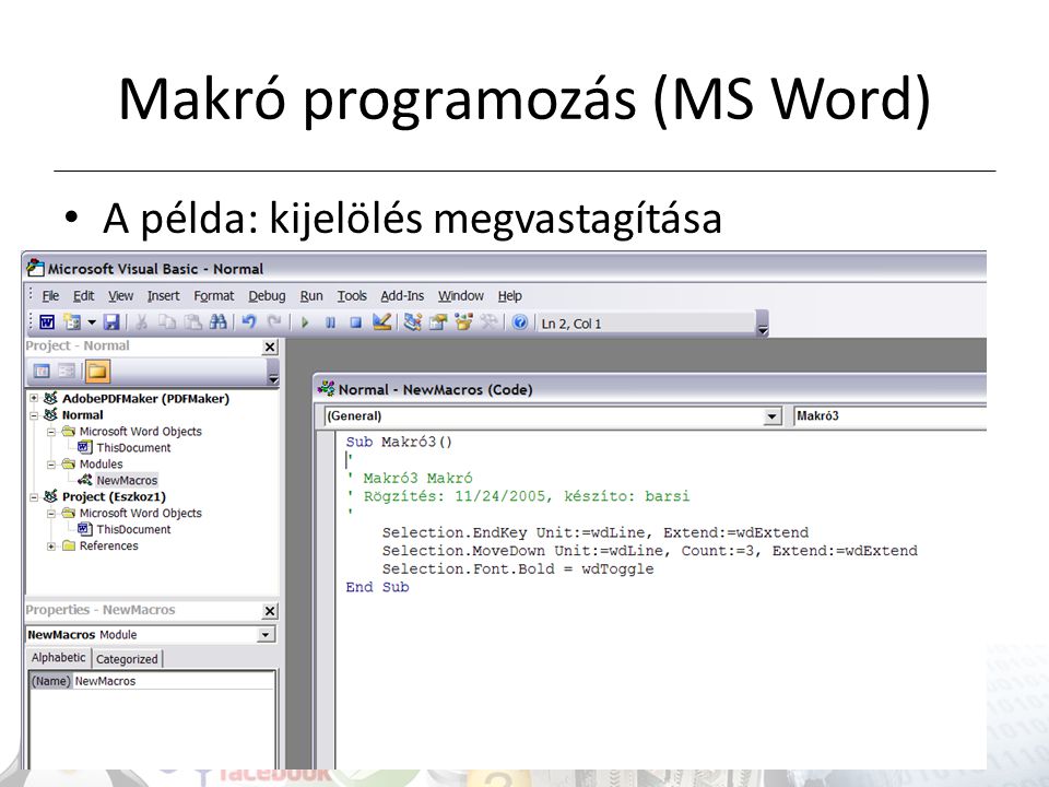 Makró programozás (MS Word)