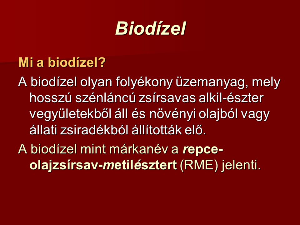 Biodízel Mi a biodízel