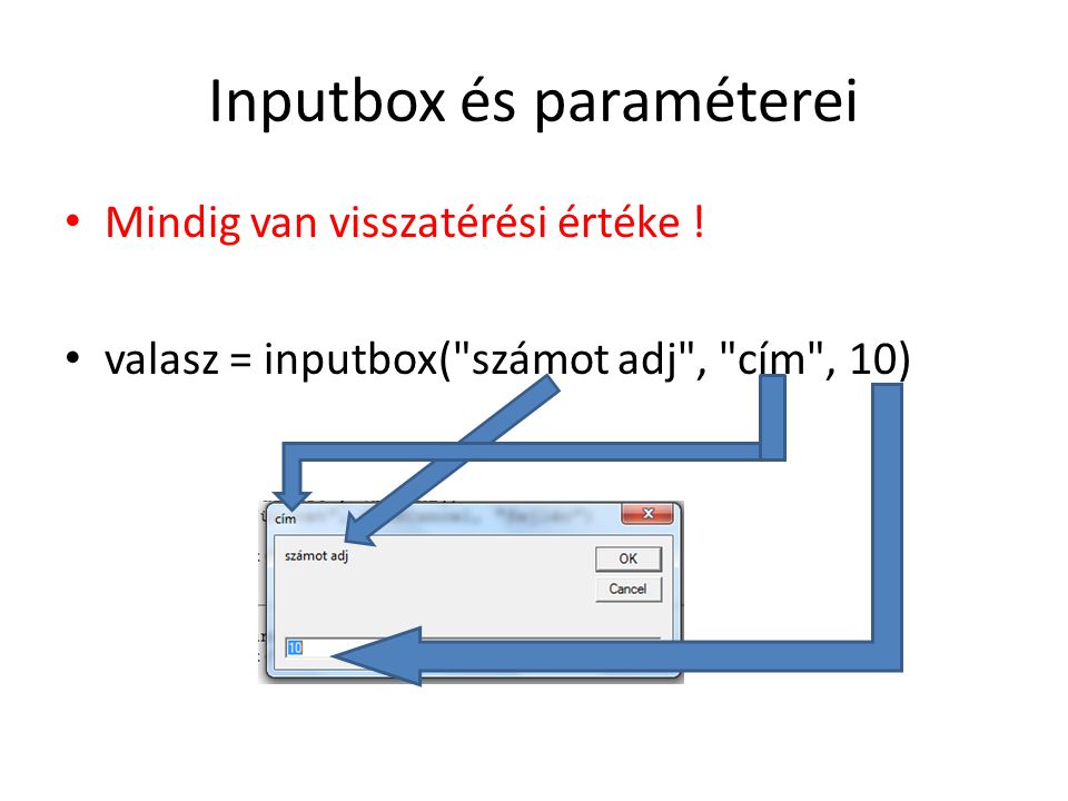 Inputbox és paraméterei