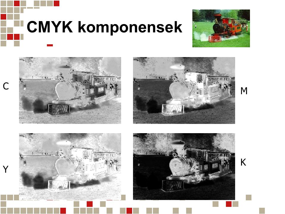 CMYK komponensek C M K Y