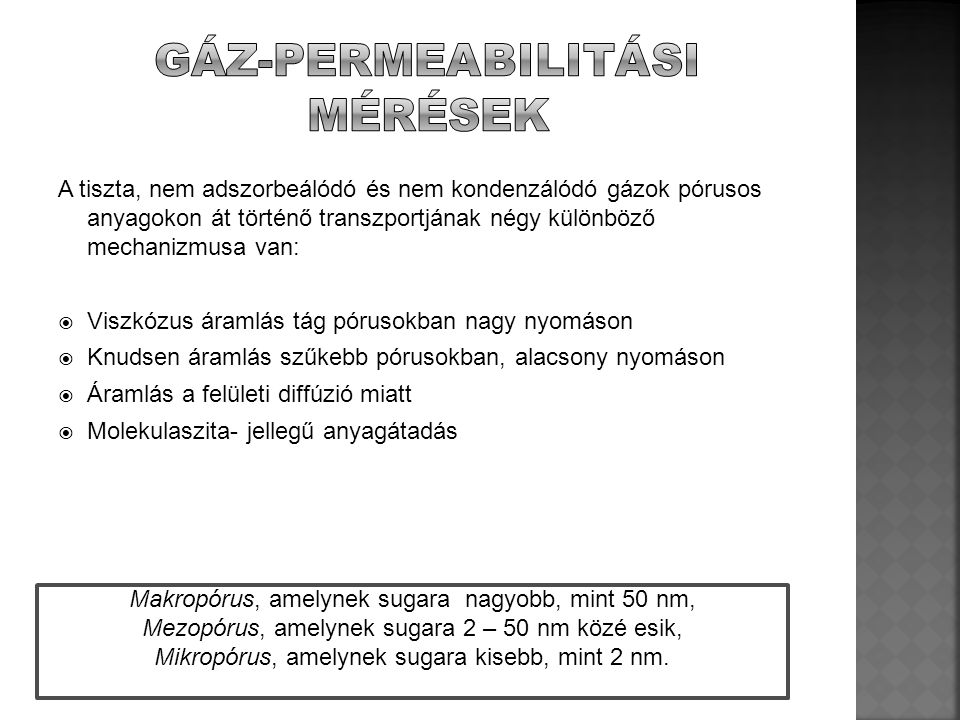 Gáz-permeabilitási mérések