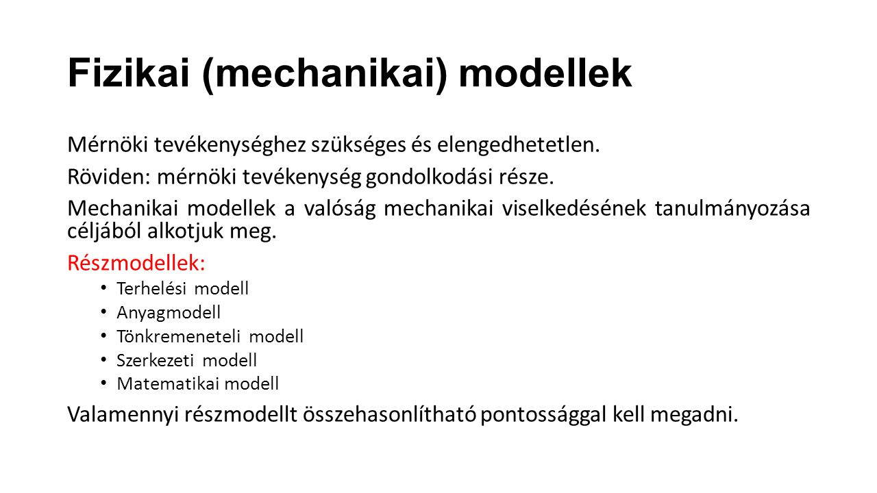 Fizikai (mechanikai) modellek