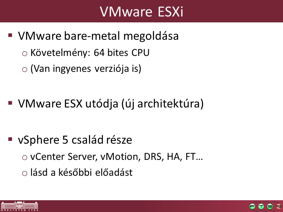 VMware ESXi VMware bare-metal megoldása