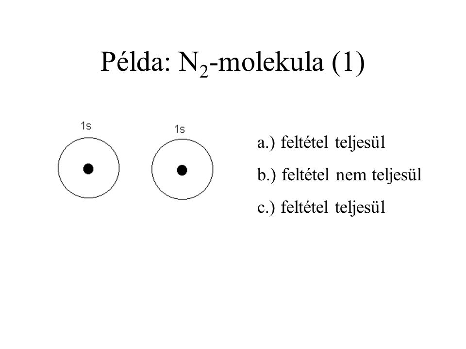 Példa: N2-molekula (1) a.) feltétel teljesül b.) feltétel nem teljesül