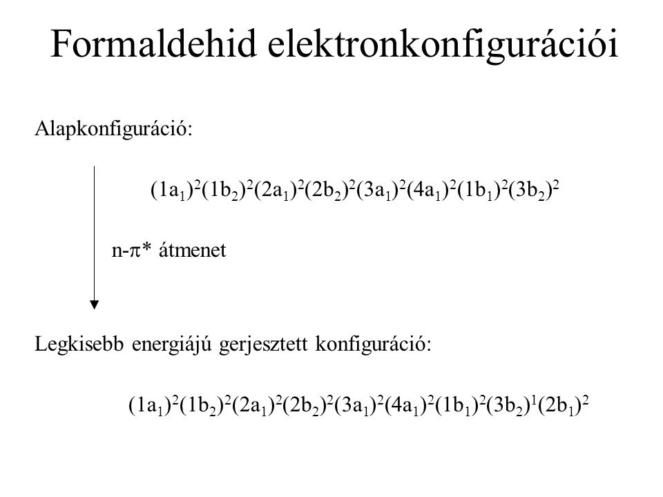 Formaldehid elektronkonfigurációi