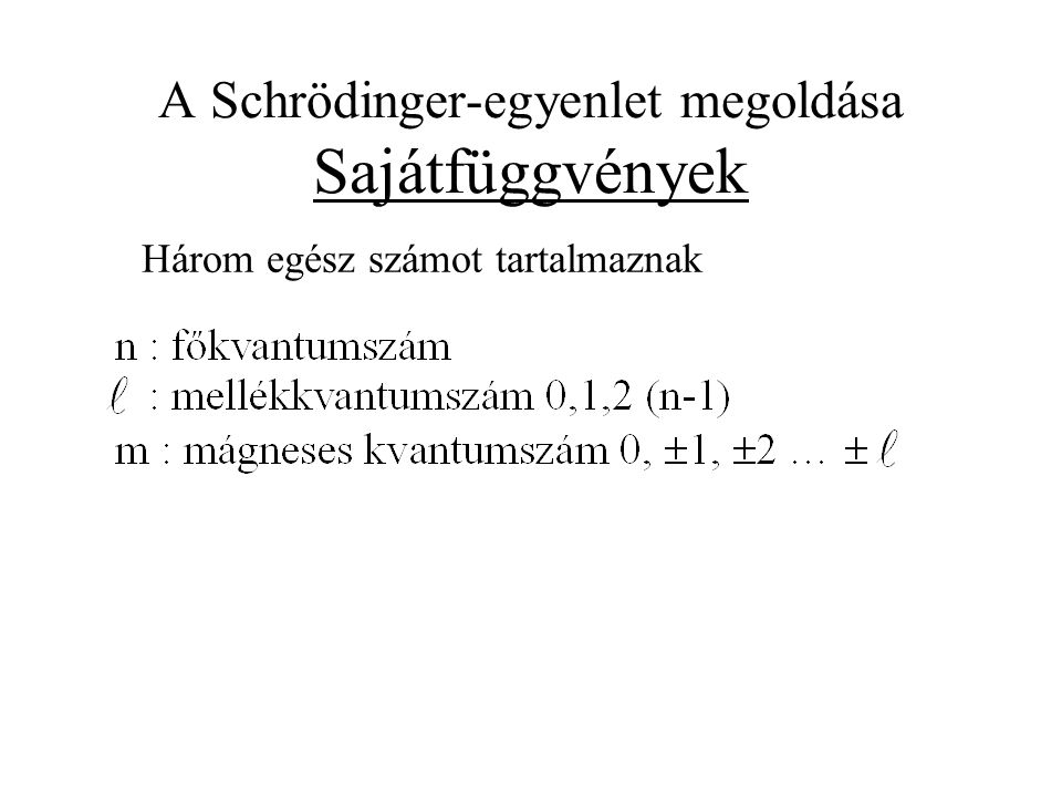 A Schrödinger-egyenlet megoldása Sajátfüggvények