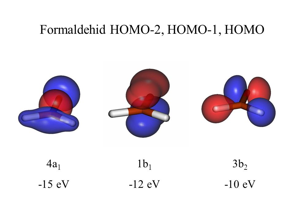 Formaldehid HOMO-2, HOMO-1, HOMO