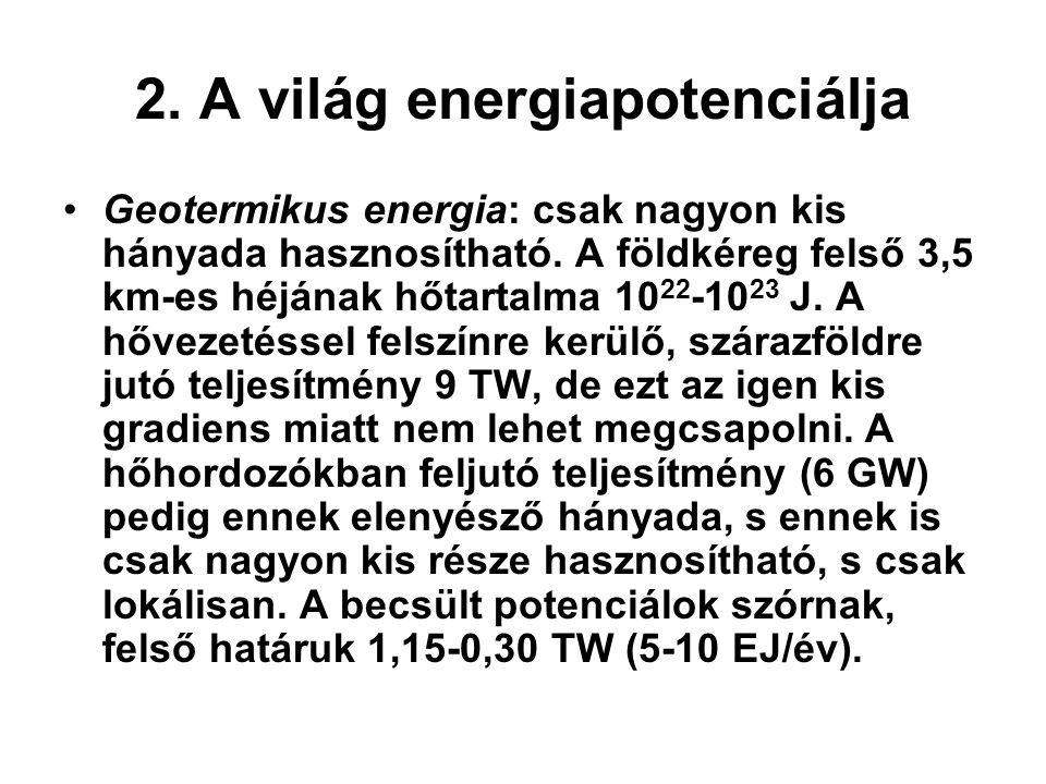 2. A világ energiapotenciálja