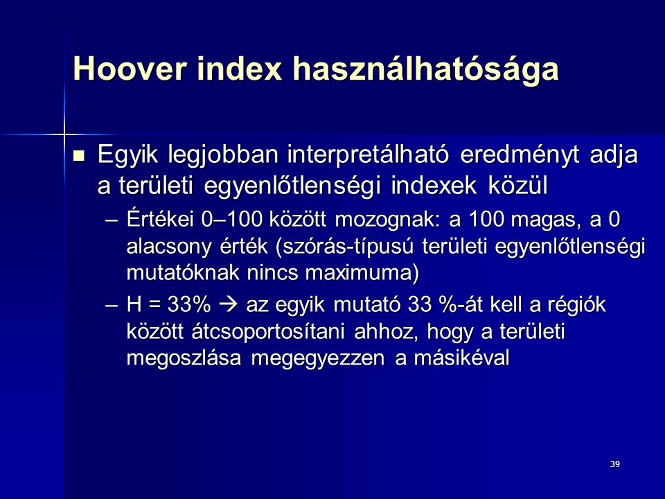 Hoover index használhatósága