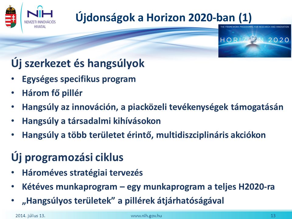 Újdonságok a Horizon 2020-ban (1)