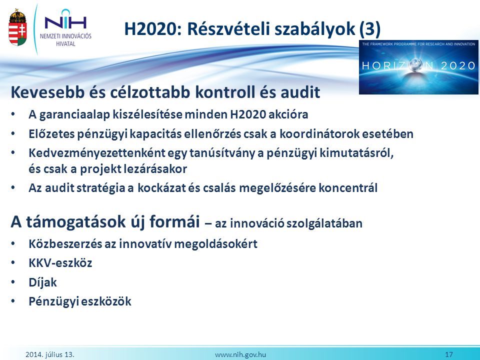 H2020: Részvételi szabályok (3)