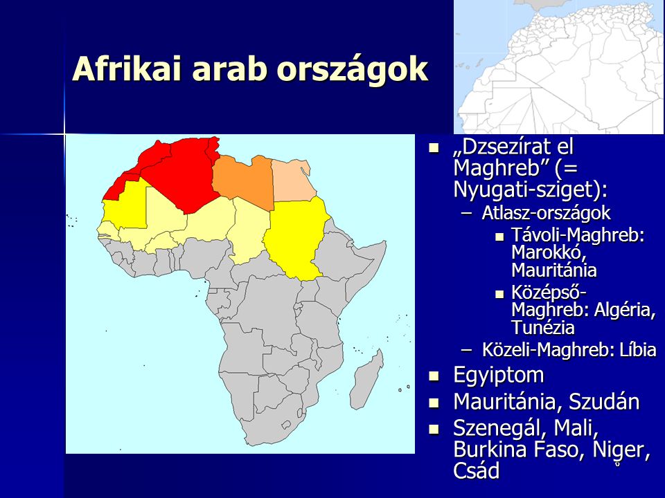 Afrikai arab országok „Dzsezírat el Maghreb (= Nyugati-sziget):