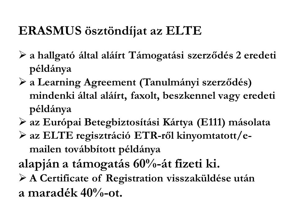 ERASMUS ösztöndíjat az ELTE