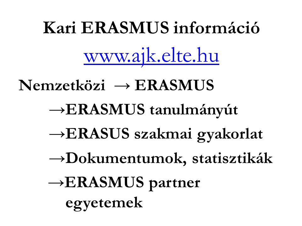 Kari ERASMUS információ