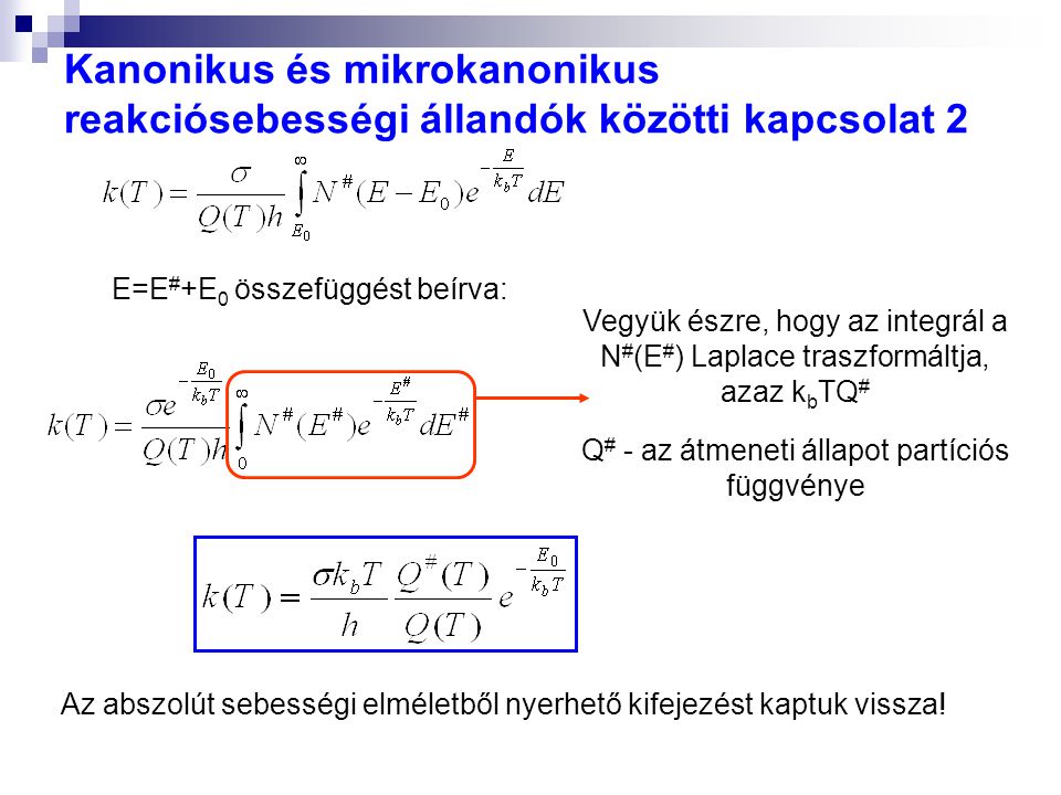 Kanonikus és mikrokanonikus reakciósebességi állandók közötti kapcsolat 2
